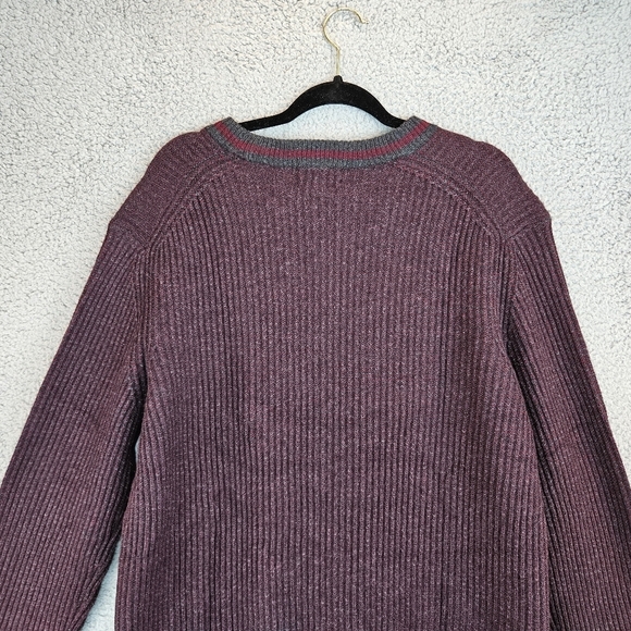 Brooks Brothers Mens Plum & Dark Gray Wool Blend Pull Over Sweater Sz XL Winter - Picture 2 of 8